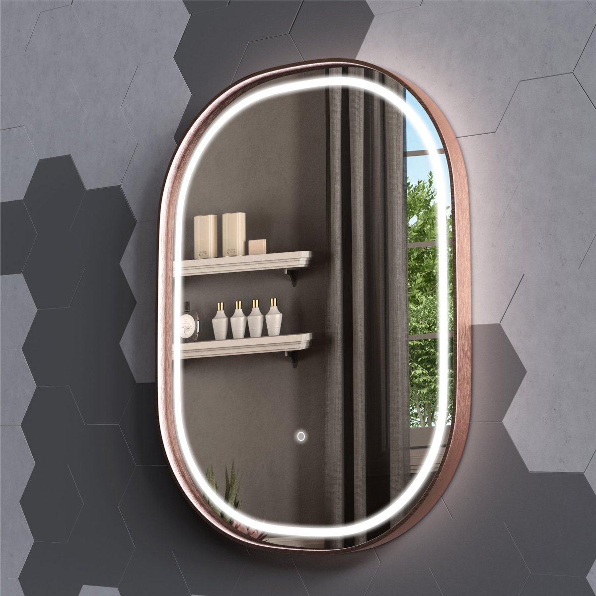 24 in. X 36 in. LED Lighted Bathroom Vanity Mirror with Rose Gold Frame, Anti-Fog, CRI 90+, Adjustable Color Temperature & Remembrance, Lighted Makeup Mirrors, Evo Style