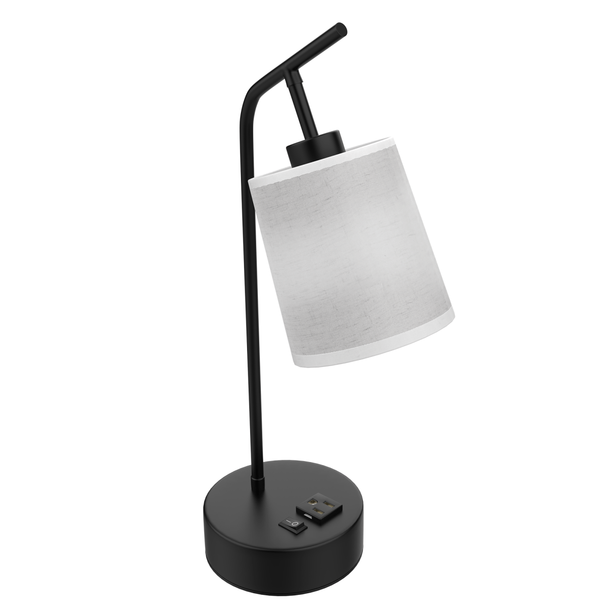 25" Industrial Table Lamp with Fabric Shade Simplicity Reading Lamps for Bedside Table, Living Room, Study Room with Switch & 1 Socket, Finish/color - black & white - LEDMyPlace