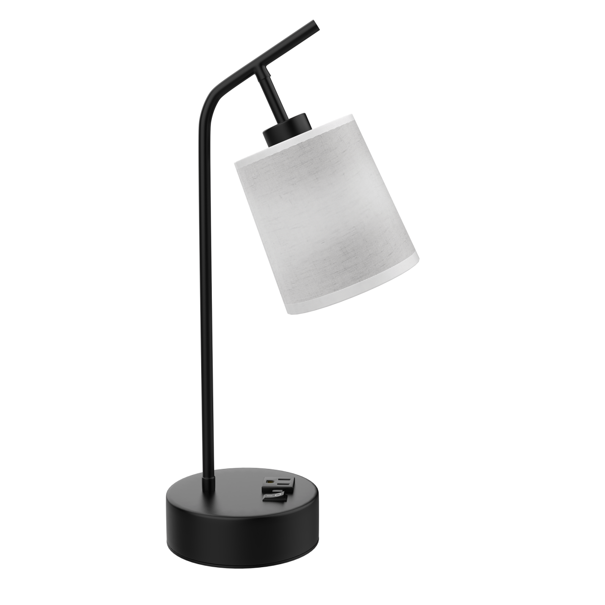 25" Industrial Table Lamp with Fabric Shade Simplicity Reading Lamps for Bedside Table, Living Room, Study Room with Switch & 1 Socket, Finish/color - black & white - LEDMyPlace