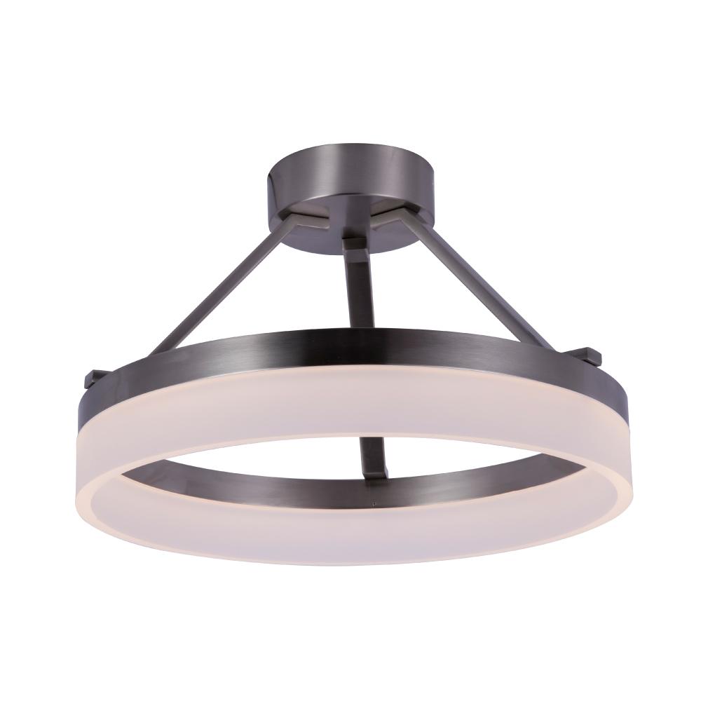 25W LED Ring Semi - Flushmount Light, 3000K (Warm White), Brushed Nickel Finish, 1450 Lumens, Triac Dimmable, ETL Listed - LEDMyPlace