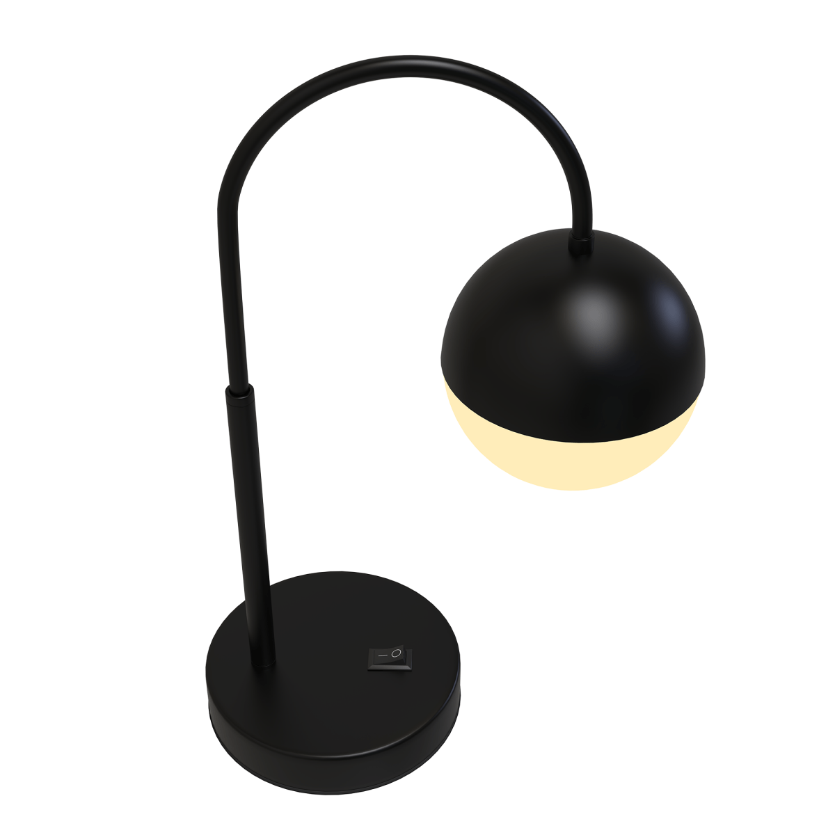 26 in. Black Arc Table Lamp with Black/White Sphere Shade, Material Iron & glass, E26 1 x 60W (Bulb Not Included) - LEDMyPlace