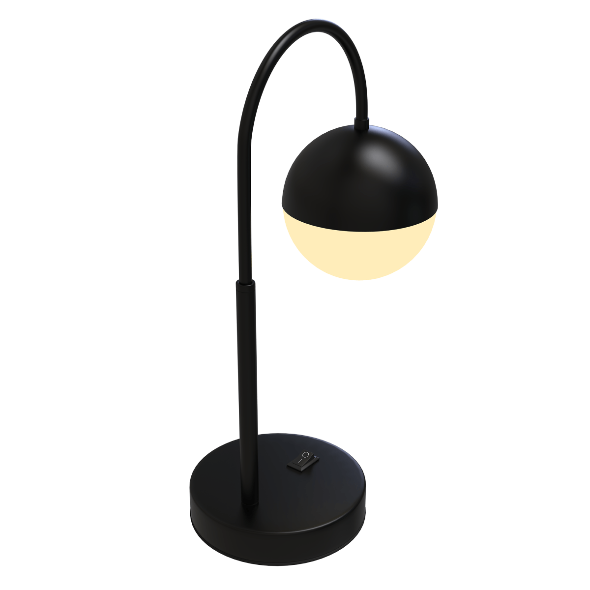 26 in. Black Arc Table Lamp with Black/White Sphere Shade, Material Iron & glass, E26 1 x 60W (Bulb Not Included) - LEDMyPlace