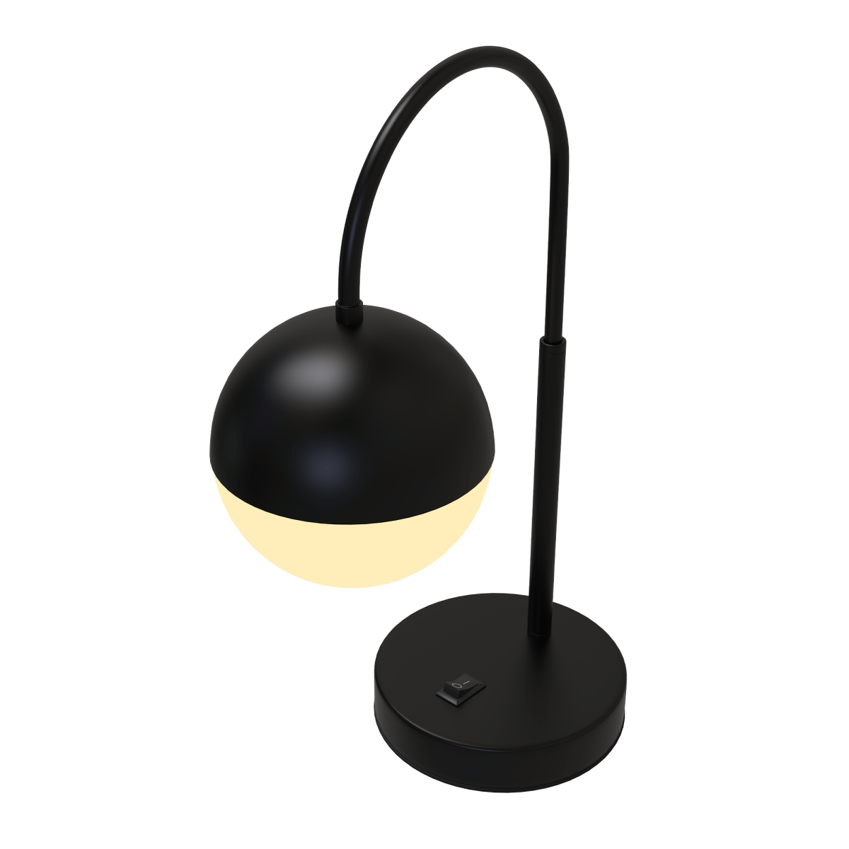 26 in. Black Arc Table Lamp with Black/White Sphere Shade, Material Iron & glass, E26 1 x 60W (Bulb Not Included) - LEDMyPlace