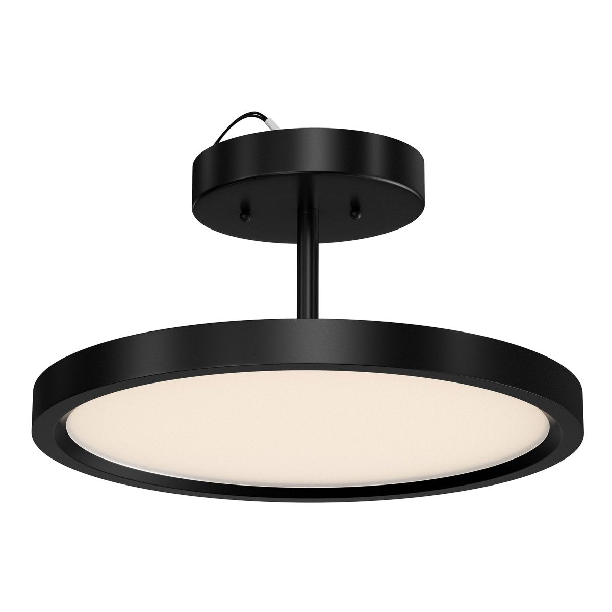 28W Round Shape LED Semi Flush Mount Ceiling Lights, Matte Black Finish with White Acrylic Shade, 1950LM, Dimmable - LEDMyPlace