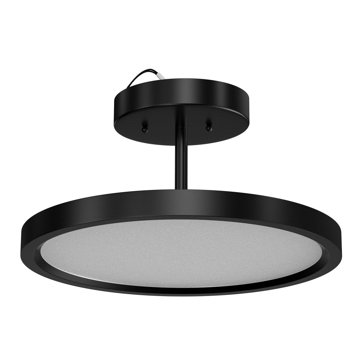 28W Round Shape LED Semi Flush Mount Ceiling Lights, Matte Black Finish with White Acrylic Shade, 1950LM, Dimmable - LEDMyPlace