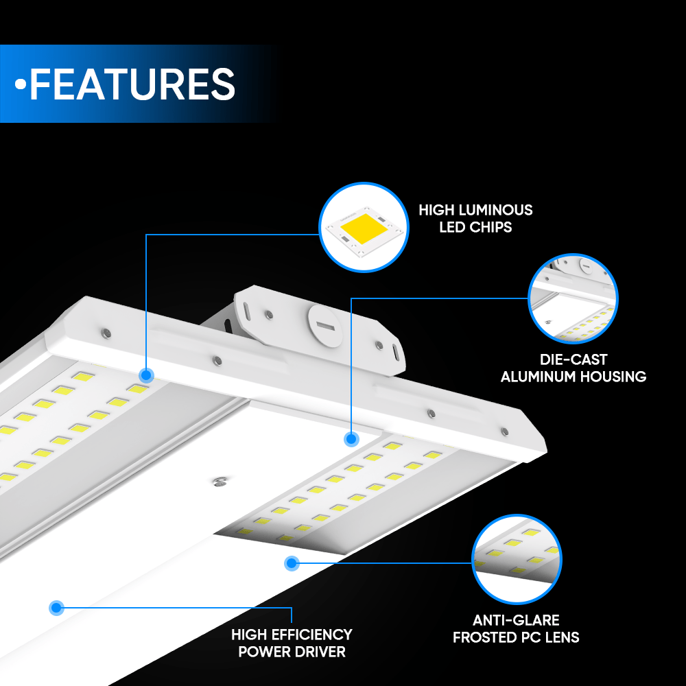 2FT LED Linear High Bay Light, 165W, 5700K, 22500LM, 120 - 277VAC, Linear Hanging Light For Warehouse, Factory, and Workshop - LEDMyPlace