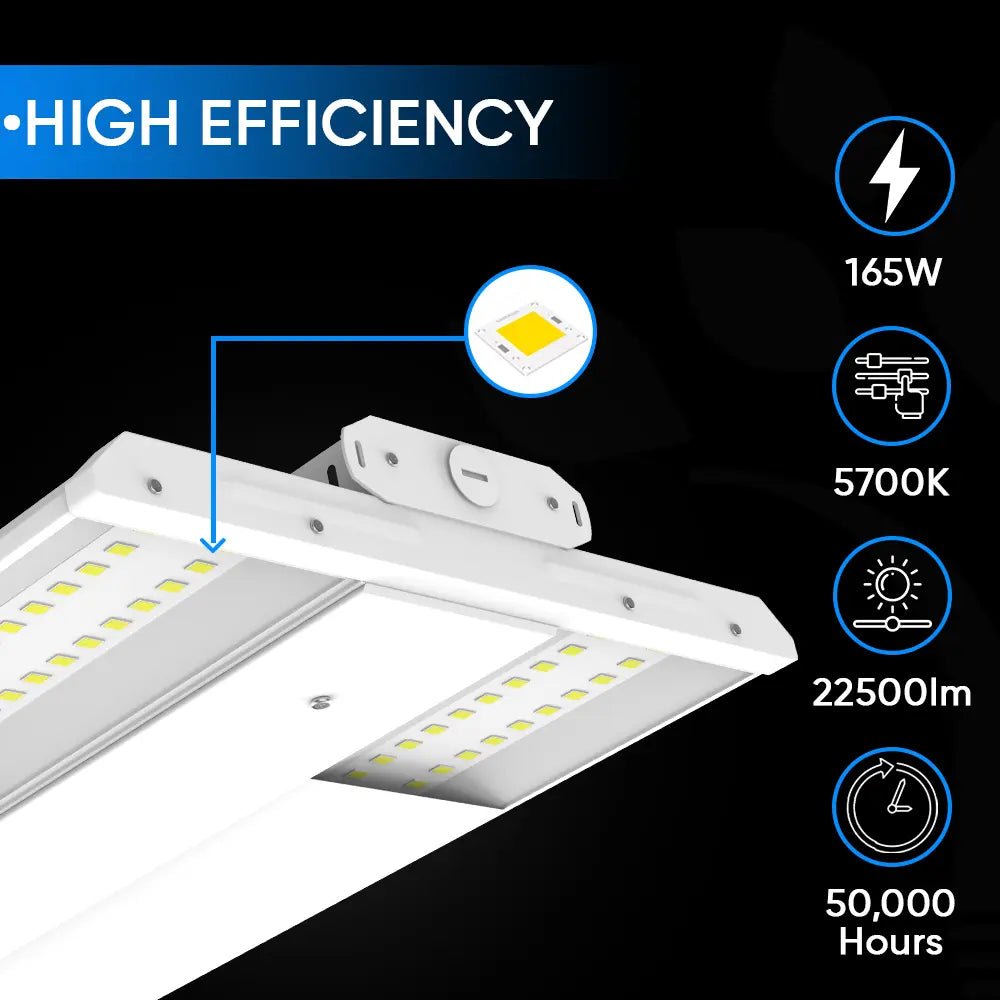 2FT LED Linear High Bay Light, 165W, 5700K, 22500LM, 120 - 277VAC, Linear Hanging Light For Warehouse, Factory, and Workshop - LEDMyPlace