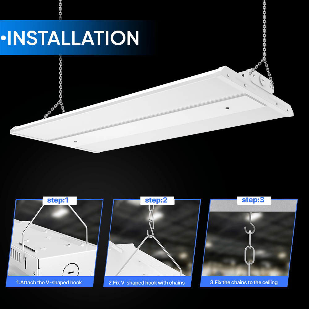 2FT LED Linear High Bay Light, 165W, 5700K, 22500LM, 120 - 277VAC, Linear Hanging Light For Warehouse, Factory, and Workshop - LEDMyPlace