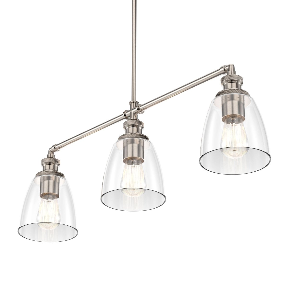 3 - Lights Bell Shape Kitchen Island Pendant Lighting, Clear Glass Shade, E26 Base, UL Listed - LEDMyPlace