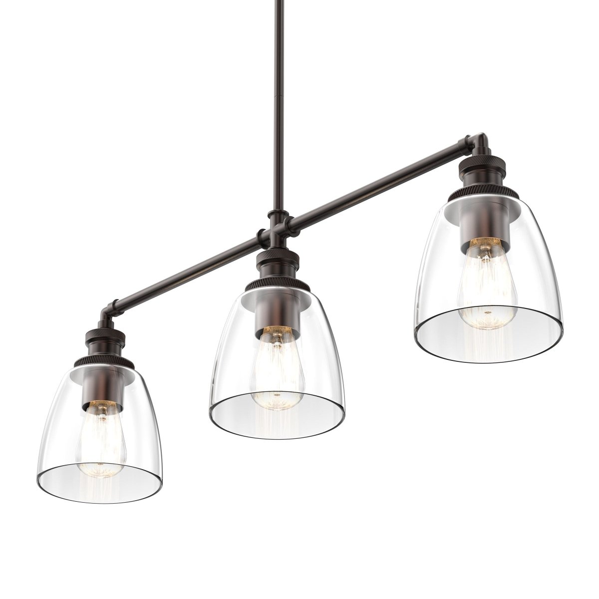 3 - Lights Bell Shape Kitchen Island Pendant Lighting, Clear Glass Shade, E26 Base, UL Listed - LEDMyPlace