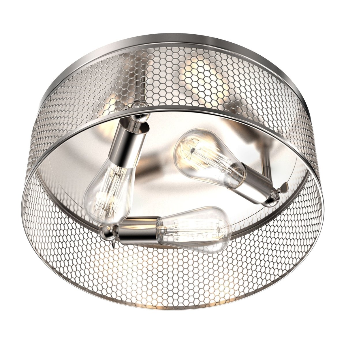 3 - Lights Cage Style Flush Mount Fixture, Drum Shape, E26 Base, UL Listed, 3 Years Warranty - LEDMyPlace