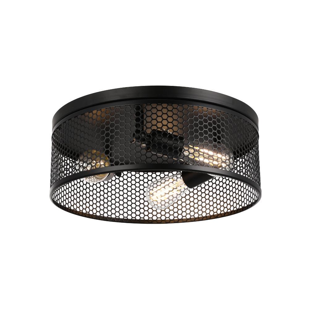 3 - Lights Cage Style Flush Mount Fixture, Drum Shape, E26 Base, UL Listed, 3 Years Warranty - LEDMyPlace