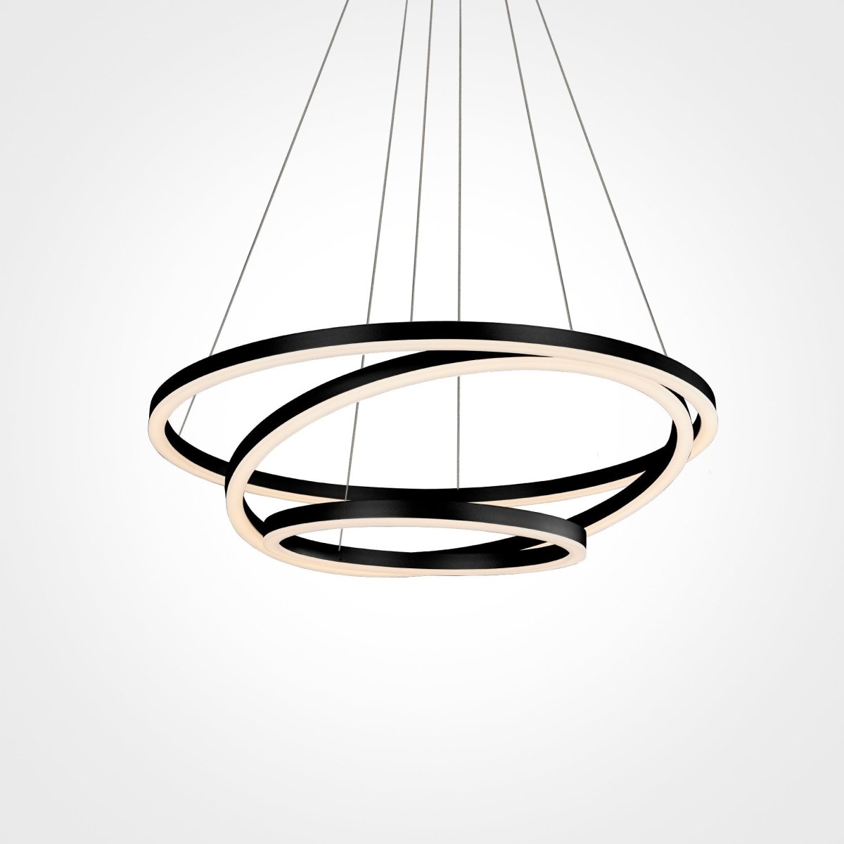 3 - Ring LED Light Circular Chandelier, 102W, 3000K, 4335LM, Matte Black Body Finish, Dimmable, Pendant Mounting - LEDMyPlace