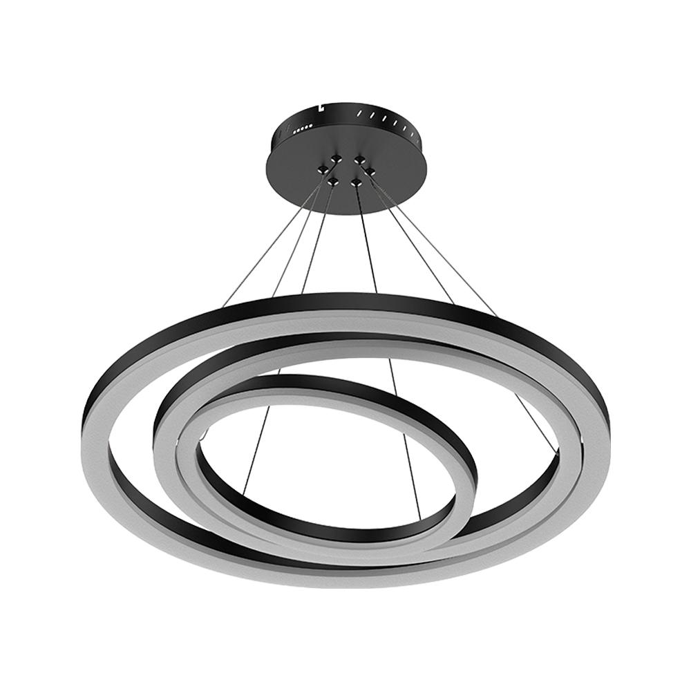 3 - Ring LED Light Circular Chandelier, 102W, 3000K, 4335LM, Matte Black Body Finish, Dimmable, Pendant Mounting - LEDMyPlace