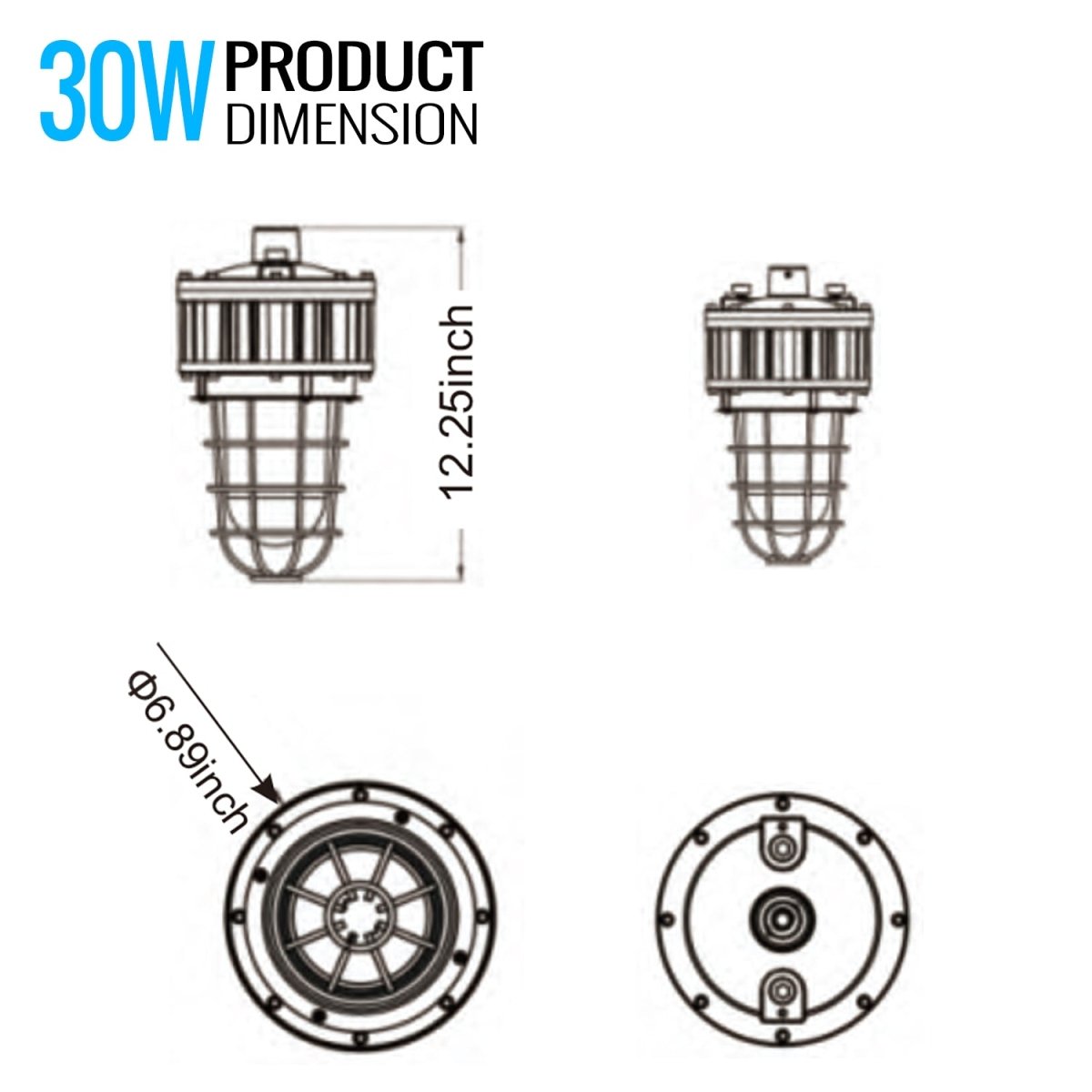 30 Watt LED Explosion Proof Jelly Jar Light, G Series, Dimmable, 5000K, 4050LM, AC100 - 277V, IP66, Hazardous Location Lighting Fixtures - LEDMyPlace