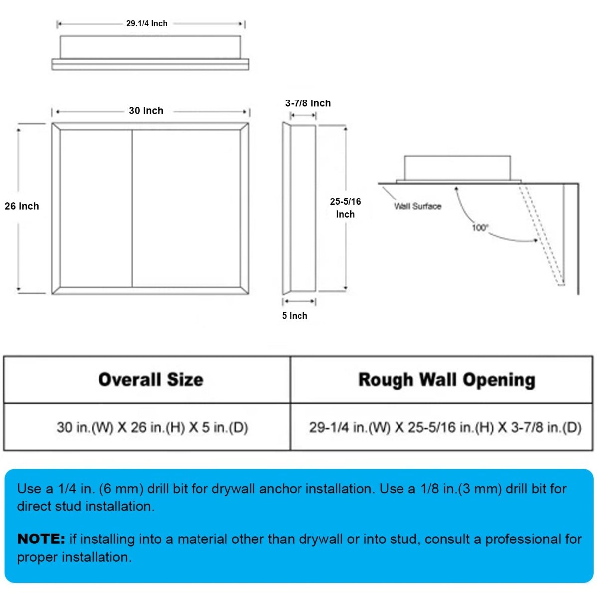 30 x 26 Inches Frameless Medicine Cabinet with Mirror, Double Sided Mirror, 2 Doors 3 - Adjustable Shelves, Large&Small Door Design, Soft - Closing, Surface Mount or Recessed Medicine Cabinets for Bathroom, Bedroom, Hotel - LEDMyPlace