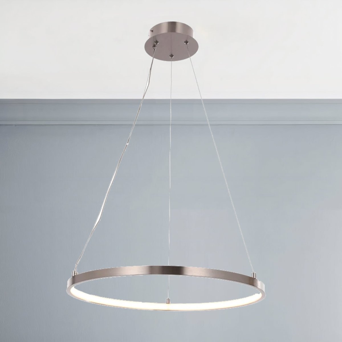 30W Round LED Pendant Light, Brushed Nickel Finish, Dimmable, 3000K (Warm White), 2900 Lumens, ETL Listed - LEDMyPlace