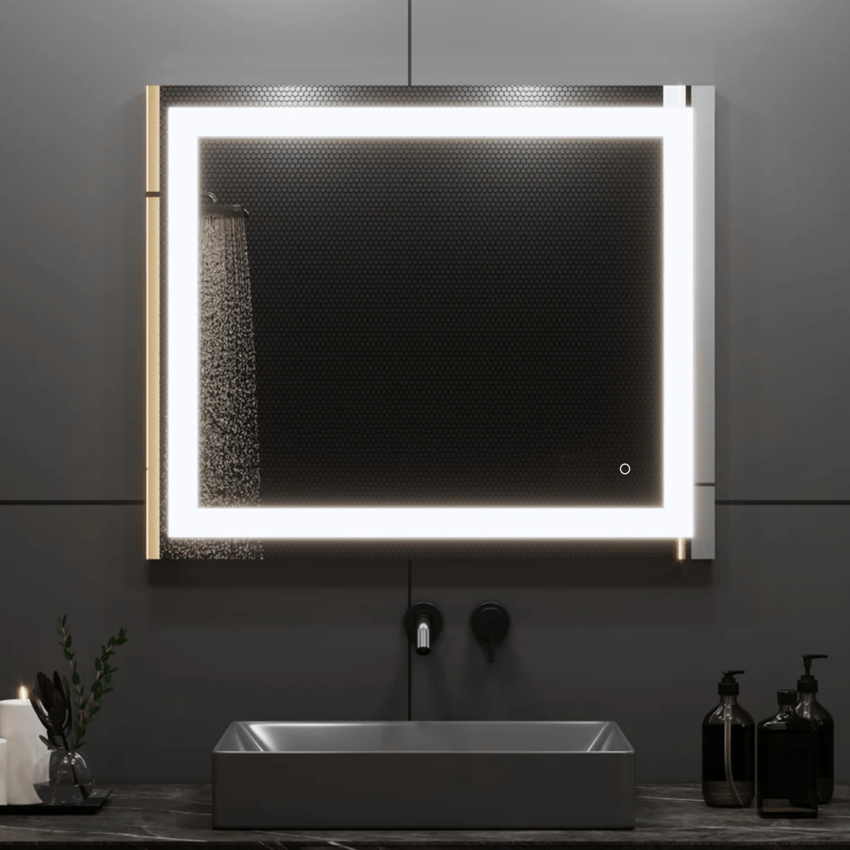 36 in. X 36 in. LED Lighted Bathroom Vanity Mirror, Anti Fog, CRI 90+, Adjustable Color Temperature & Remembrance, Makeup Mirror, Touch Button, Inner Window Style