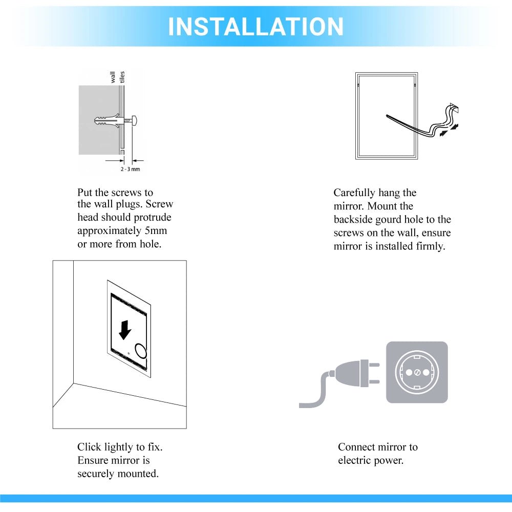 36 in. x 48 in. LED Lighted Bathroom Vanity Mirror, CRI 90+, On/Off Touch Switch & CCT Changeable With Remembrance, With Defogger, Both Vertical and Horizontal Wall Mounted Way, Inner Window Style - LEDMyPlace