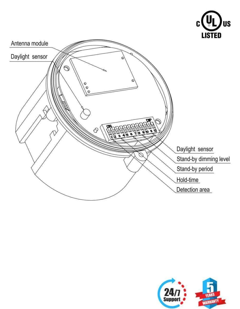 360° 3 Step Dimming Motion & Daylight Sensor for UFO High bay - 49ft max height - LEDMyPlace