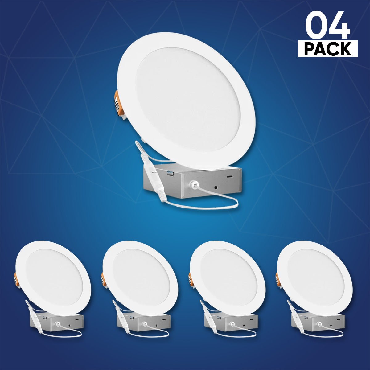 4" 9W LED Slim Panel Recessed Ceiling Light CCT Changeable 2700k 3000K 3500K 4000K 5000K, with Junction Box, Round - LEDMyPlace