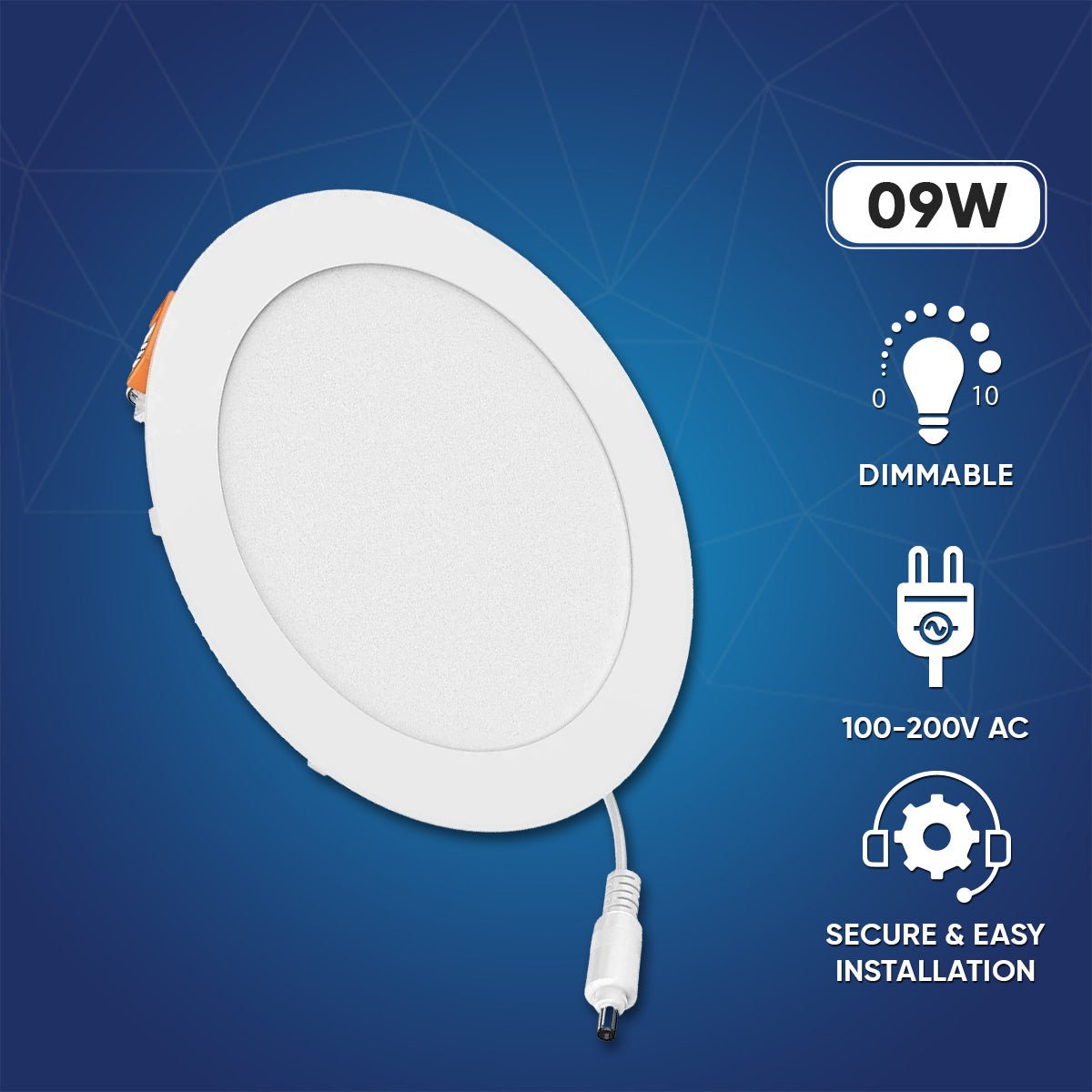 4" 9W LED Slim Panel Recessed Ceiling Light CCT Changeable 2700k 3000K 3500K 4000K 5000K, with Junction Box, Round - LEDMyPlace