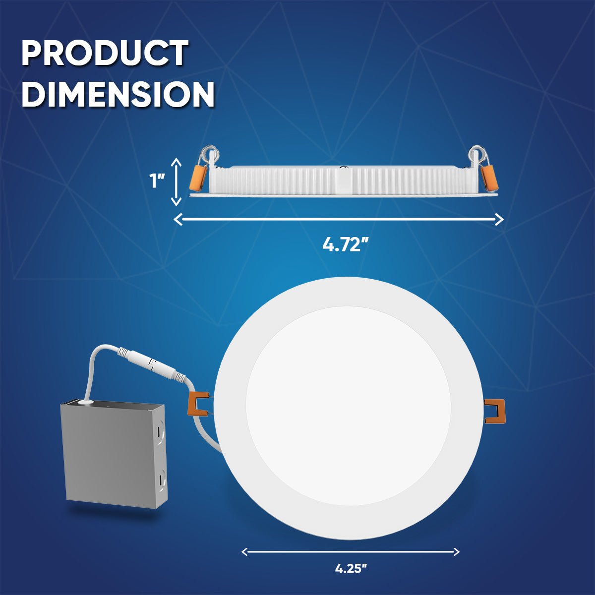 4" 9W LED Slim Panel Recessed Ceiling Light CCT Changeable 2700k 3000K 3500K 4000K 5000K, with Junction Box, Round - LEDMyPlace