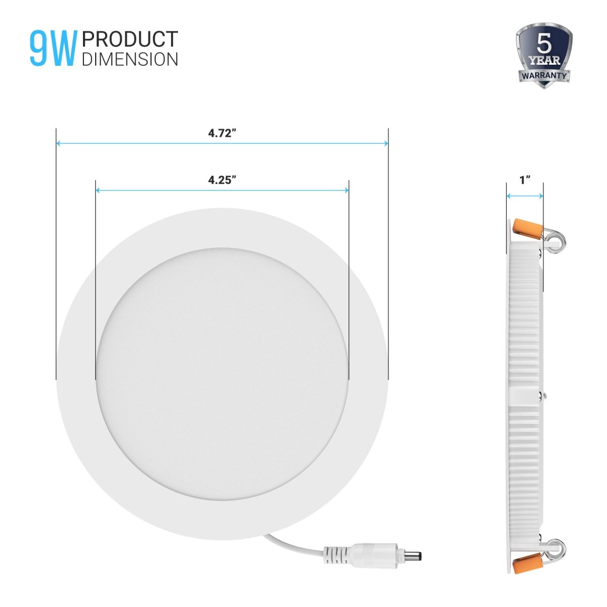 4 Inch Slim LED Recessed Lighting with Junction Box, 9W, 650LM, Damp Location, Dimmable, Recessed Downlights, For Office, Kitchen, Bedroom, Bathroom - LEDMyPlace