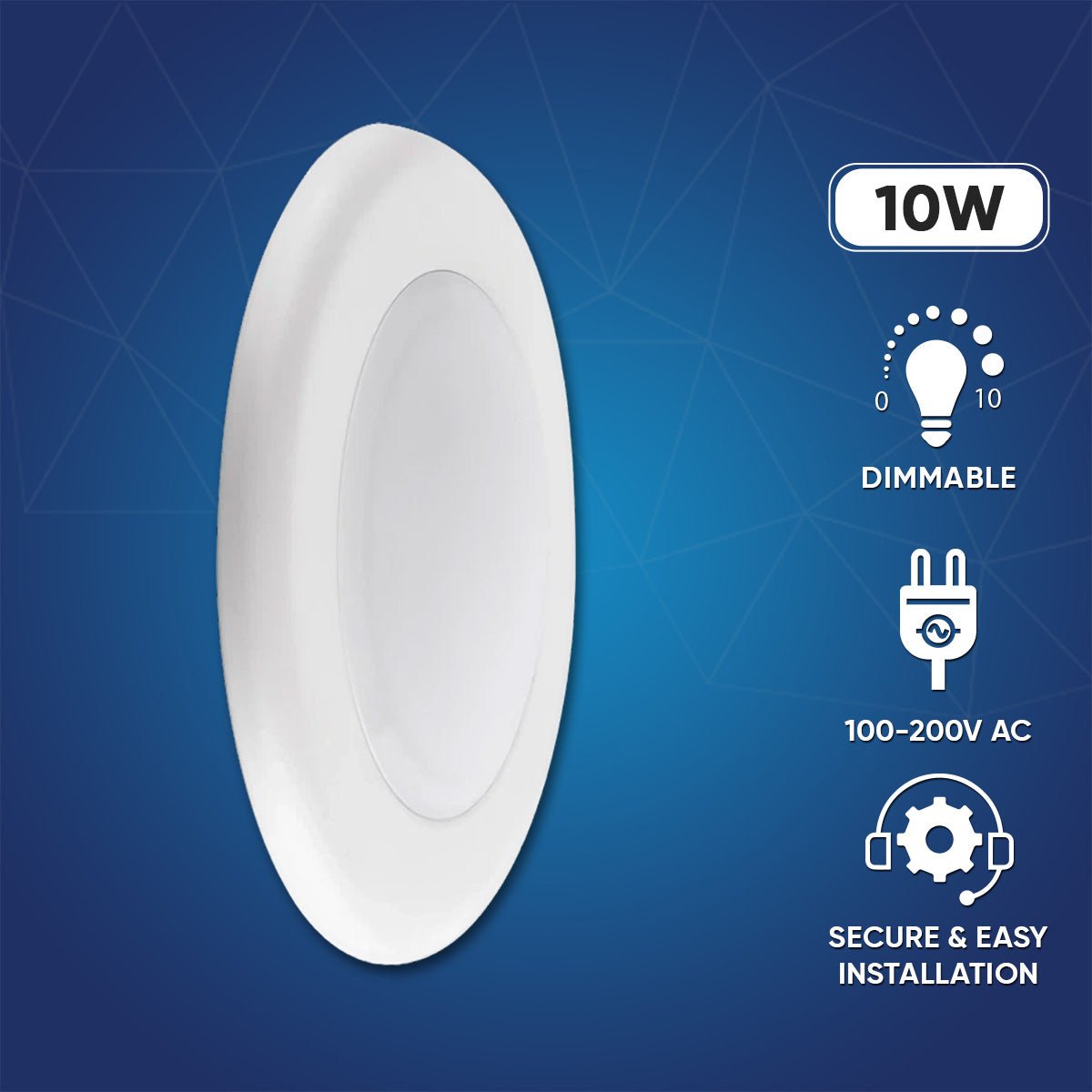 4 Inch Ultra Thin LED Downlights, Surface Mount Disk Light, Round, 10W, Triac Dimming, ETL, Energy Star Listed, For Entrances, Living Rooms, Bedrooms, Kitchens and Dens - LEDMyPlace