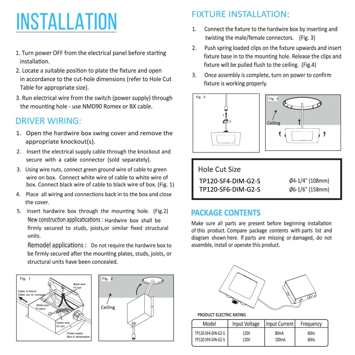 4 Inch Ultra Thin Square LED Recessed Light with Junction Box, 9W, 650LM, Damp Location, Dimmable, Ceiling Mount Light Trim For Office, Kitchen, Bedroom, Bathroom - LEDMyPlace