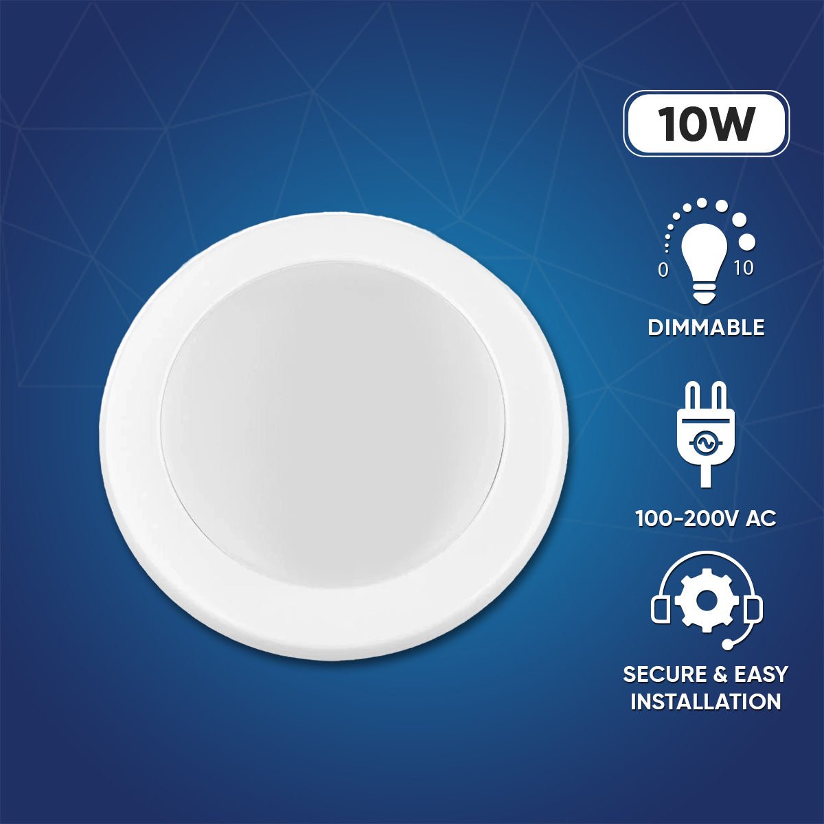 4" LED Disk Downlight, 10W, 5CCT Changeable: 2700K/3000K/3500K/4000K/5000K, 120V AC, Damp Rated - LEDMyPlace