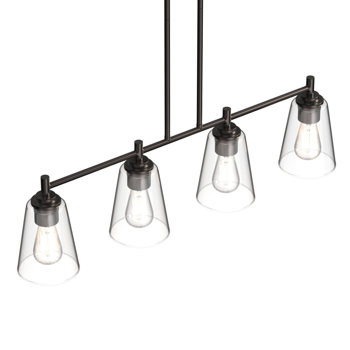 4 - Lights Island Linear Pendant Light with Clear Glass Shade, E26 Base, UL Listed for Damp Location - LEDMyPlace