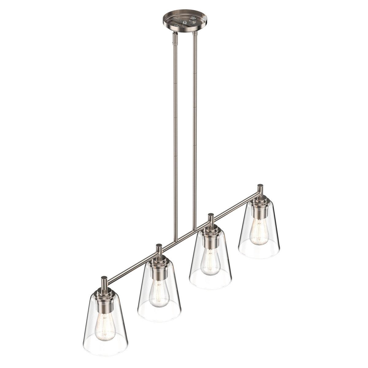 4 - Lights Island Linear Pendant Light with Clear Glass Shade, E26 Base, UL Listed for Damp Location - LEDMyPlace