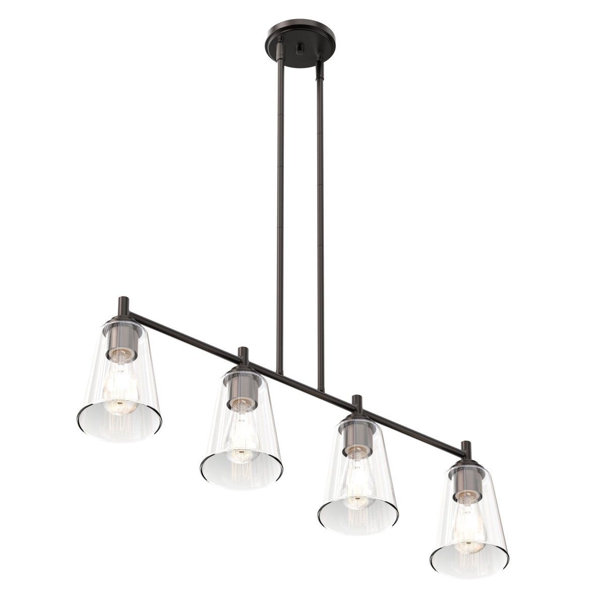 4 - Lights Island Linear Pendant Light with Clear Glass Shade, E26 Base, UL Listed for Damp Location - LEDMyPlace