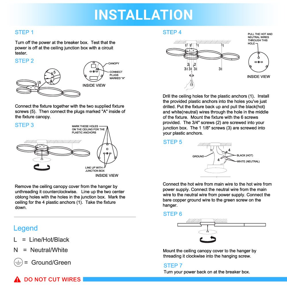 4 Rings, LED Circle Flushmount Lights, 41W, 3000K, 2986LM, Hallway Light Fixtures, - LEDMyPlace