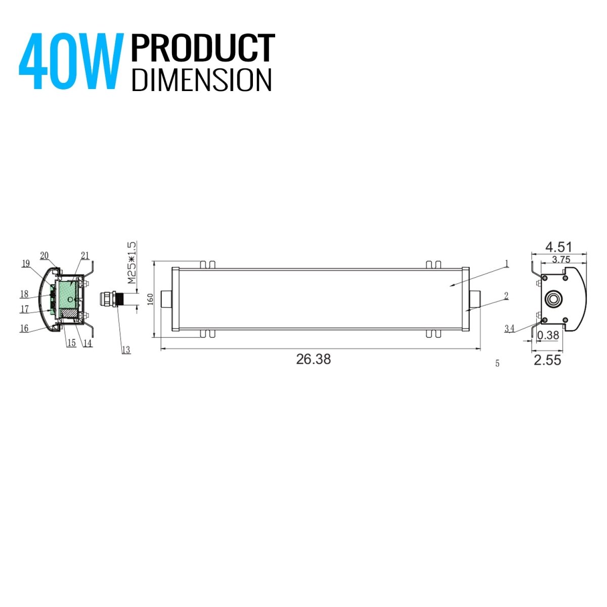 40 Watt 2FT LED Explosion Proof Low Bay Linear Light, FLF Series, 0 - 10V Dimming, 5000K, 5600LM, AC100 - 277V, IP66, Hazardous Location Lighting Fixtures - LEDMyPlace