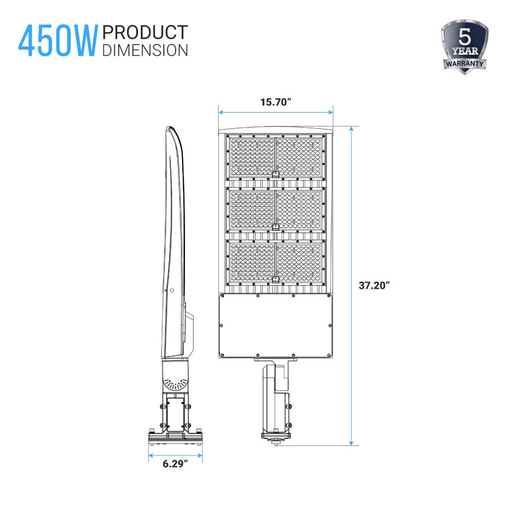 450W LED Pole Light with Dusk to Dawn Photocell, 5700K, AC120 - 277V, Universal Mount, Bronze, With 20KV Surge Protector, IP65 Waterproof, LED Parking Lot Lights - Outdoor Commercial Area Street Lighting, Gen14 - LEDMyPlace