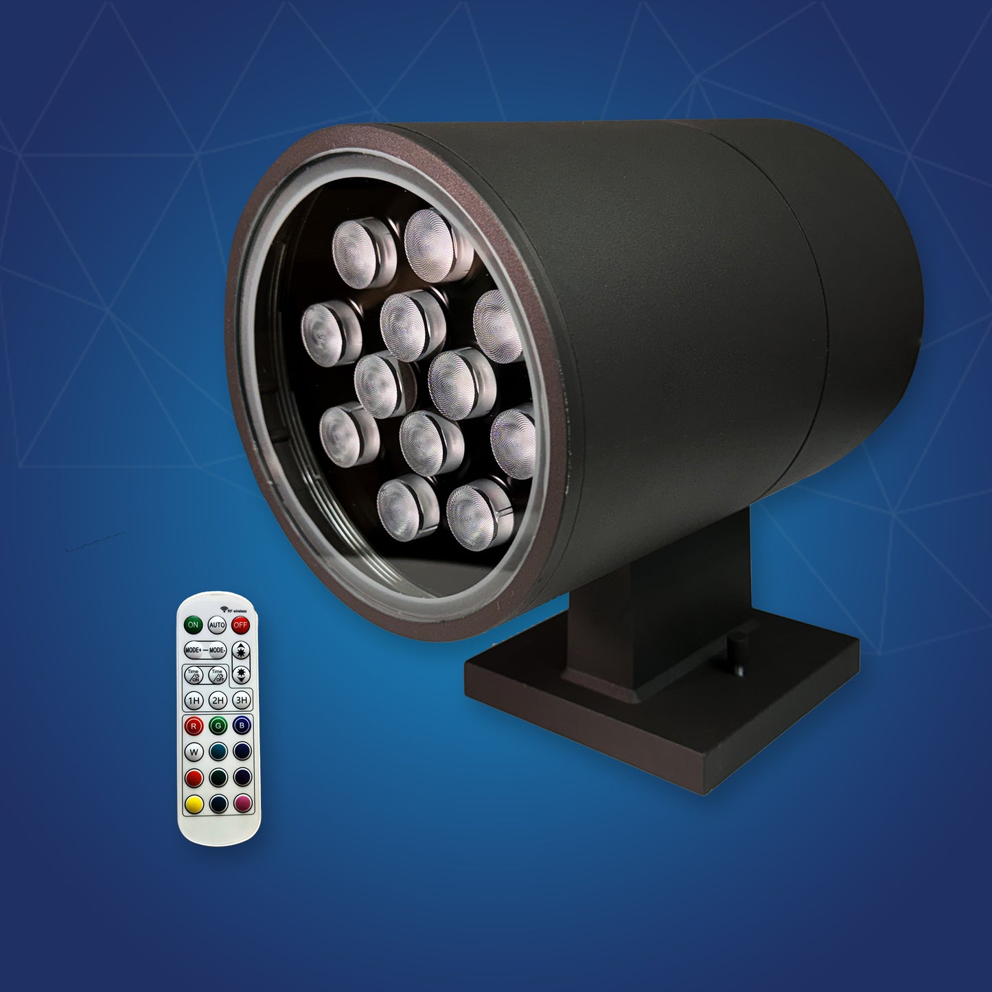 LED Outdoor Single Sided Light With Remote, RGBW, Cylinder, 36W, AC100-277V, IP65, ETL CE RoSH Approval, Outdoor Wall Lights