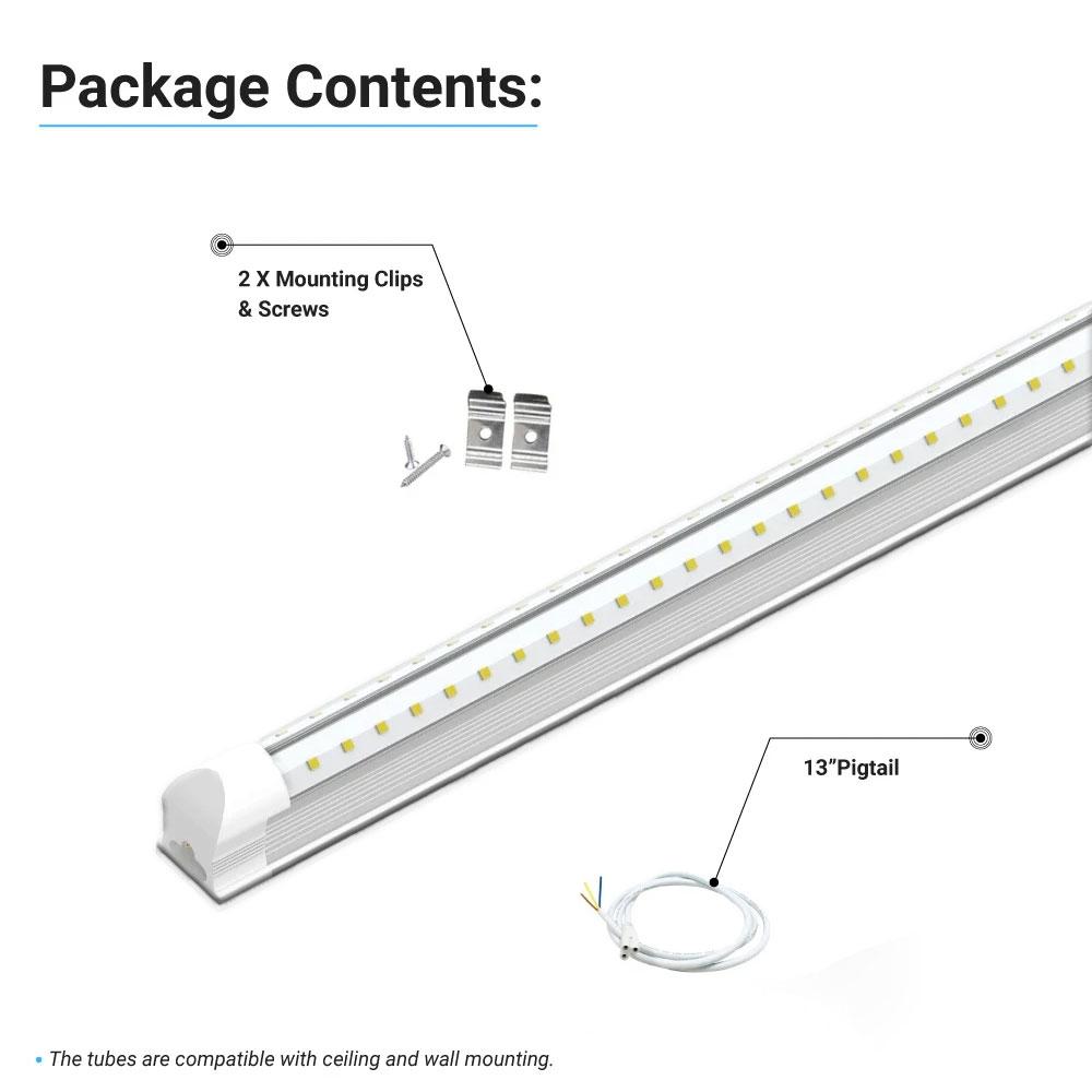 4ft LED Shop Light Fixture, 30W V Shape 6500K 3900LM Clear Cover, AC100 - 277V, ETL Listed, Plug and Play, Damp Location, High Output T8 Integrated LED Tube, Linkable LED Shop Lights for Garage, Workshop, Basement - LEDMyPlace