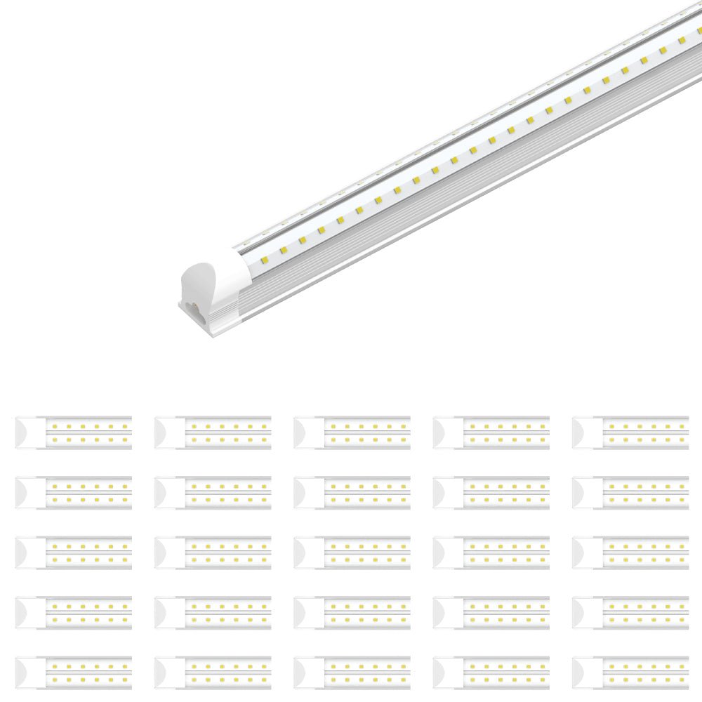 4ft LED Shop Light Fixture, 30W V Shape 6500K 3900LM Clear Cover, AC100 - 277V, ETL Listed, Plug and Play, Damp Location, High Output T8 Integrated LED Tube, Linkable LED Shop Lights for Garage, Workshop, Basement - LEDMyPlace