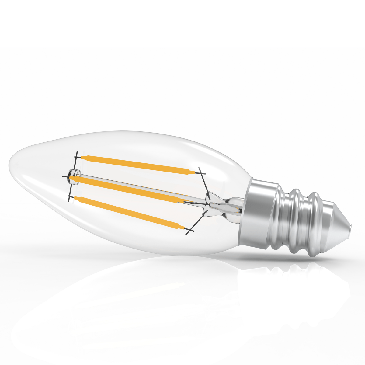 4W Filament LED Bulb, 2700K, 360LM, 120V/60Hz, 4short filament, E12 Base, Dimmable, Clear Glass, LED Candelabra Light Bulbs - LEDMyPlace