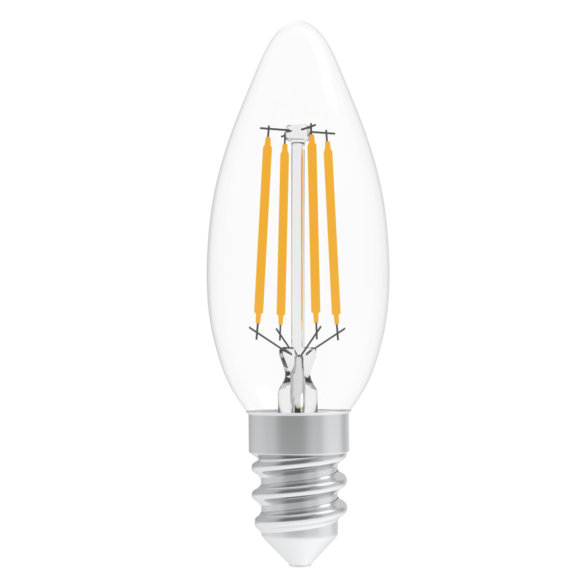 4W Filament LED Bulb, 2700K, 360LM, 120V/60Hz, 4short filament, E12 Base, Dimmable, Clear Glass, LED Candelabra Light Bulbs - LEDMyPlace