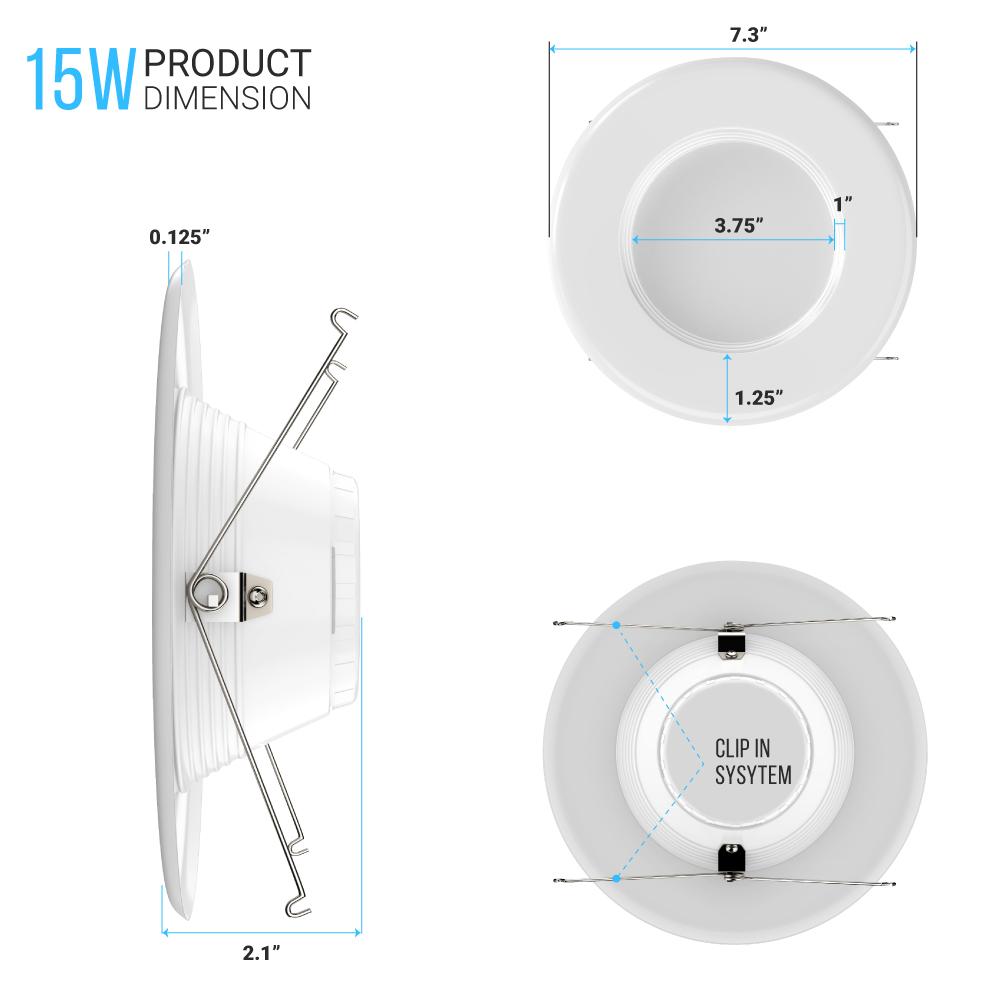 5 in. and 6 in. Recessed LED Downlight, 15W, 1100LM, Baffle - trim, Dimmable, Energy Star & ETL, Easy Retrofit Installation, LED Can Lights - LEDMyPlace