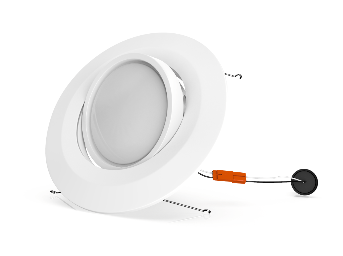 5 in. and 6 in. White LED Recessed Ceiling Light Fixture Trim with Adjustable Eyeball, 15W, 1060LM, Dimmable, Energy Star & ETL