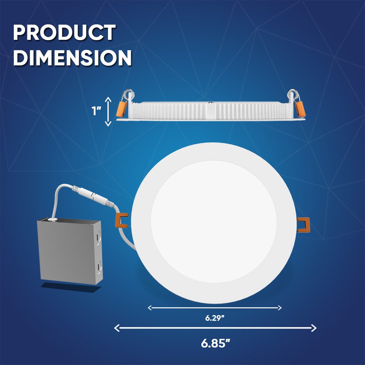 6 in. Ultra - Thin LED Recessed Ceiling Lights with Junction Box, 12W, 900LM, Damp Location, Triac Dimmable LED Downlight, ETL, Energy Star Listed - LEDMyPlace