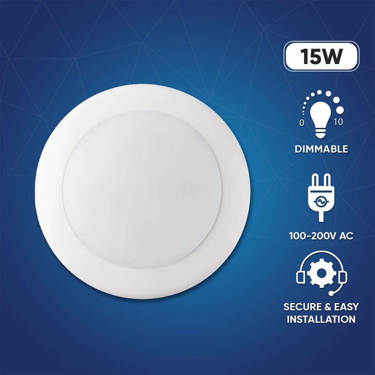 6" LED Disk Downlight, 15W, 5CCT Changeable: 2700K/3000K/3500K/4000K/5000K, 120V AC, Damp Location - LEDMyPlace