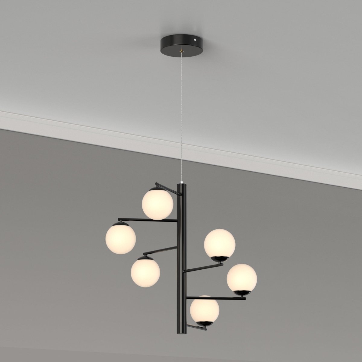 6 - Lights, Chandelier, 47W, 3000K, Matte Black Body Finish, Dimmable - LEDMyPlace