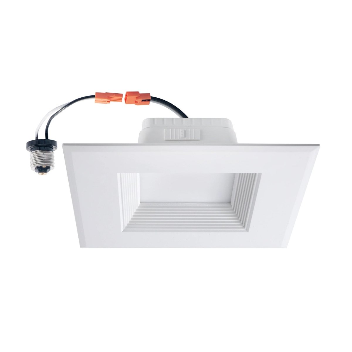 6" Square LED Downlight - CCT Changeable 2700K/3000K/3500K/4000K/5000K, 15W, 120V AC, Baffle Aluminum Trim, Damp Location - Dimmable Ceiling Lights with E26 base - LEDMyPlace