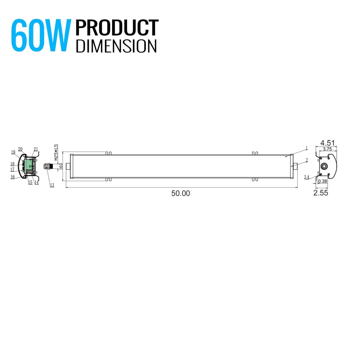 60 Watt 4FT LED Explosion Proof Low Bay Linear Light, FLF Series, 0 - 10V Dimming, 5000K, 8400LM, AC100 - 277V, IP66, Hazardous Location Lighting Fixtures - LEDMyPlace