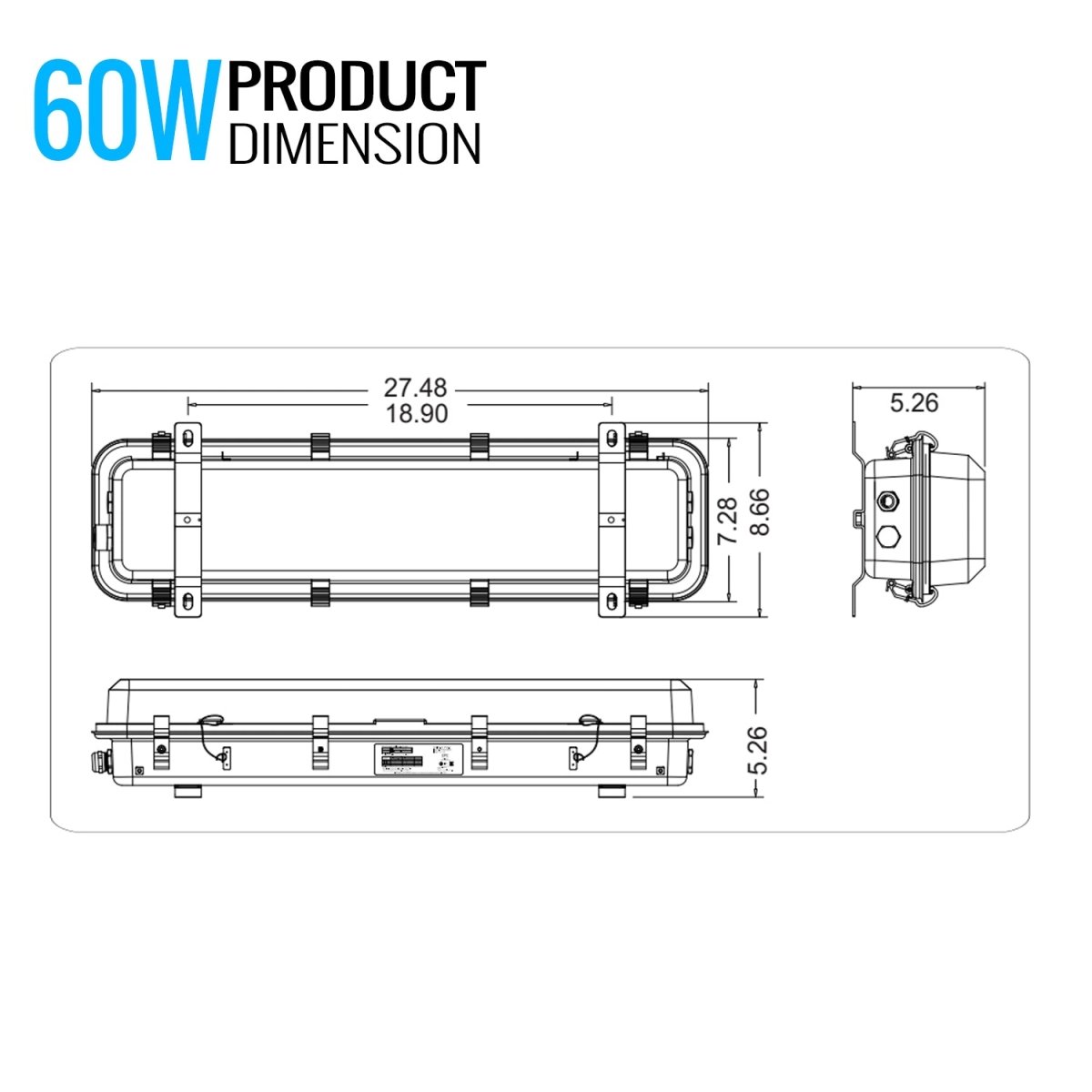 60 Watt 4FT LED Explosion Proof Vapor Proof Light, R Series, Dimmable, 5000K, 8400LM, AC100 - 277V, IP66, Hazardous Location Lighting Fixtures - LEDMyPlace